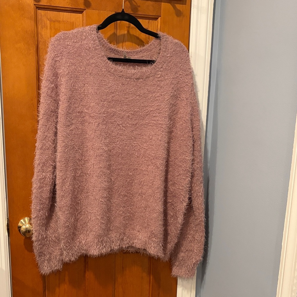 Mudd Mauve Fuzzy Crew Neck Sweater